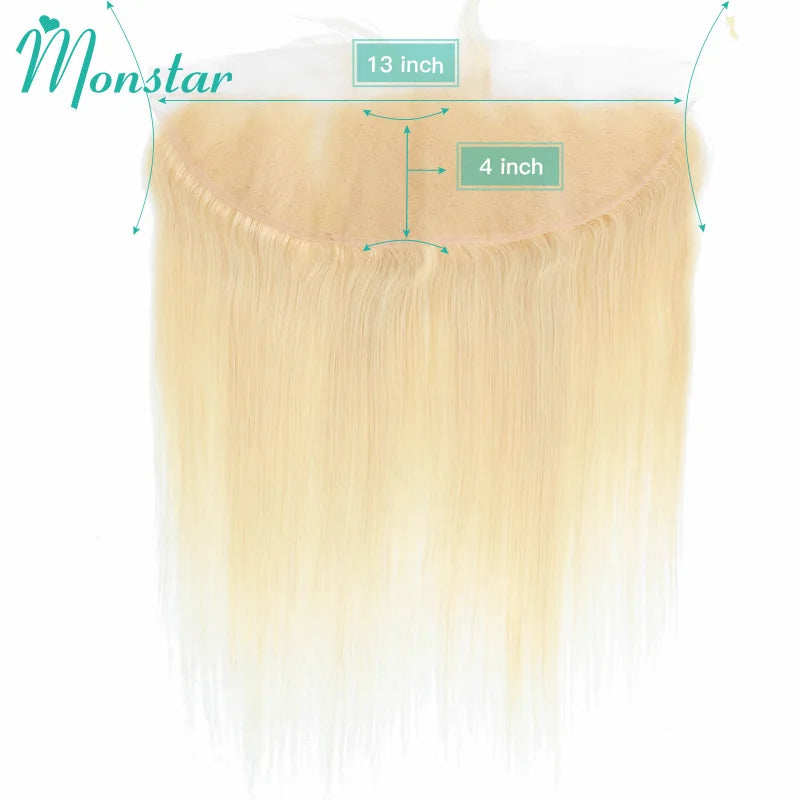 613 Blonde Color Human Hair Straight HD Lace Frontal Pre Plucked with Baby Hair