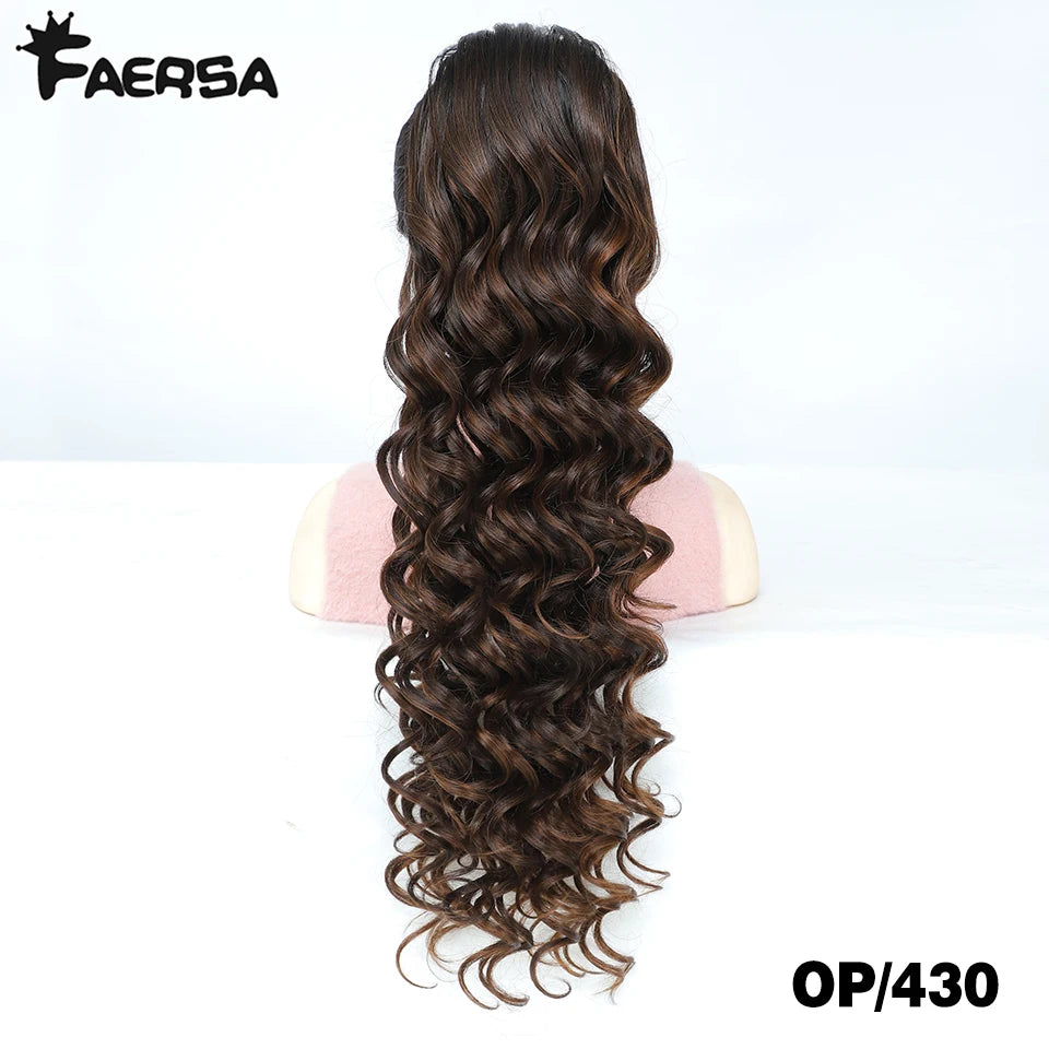 24inch Synthetic Drawstring Curly Ponytail With secure Clip