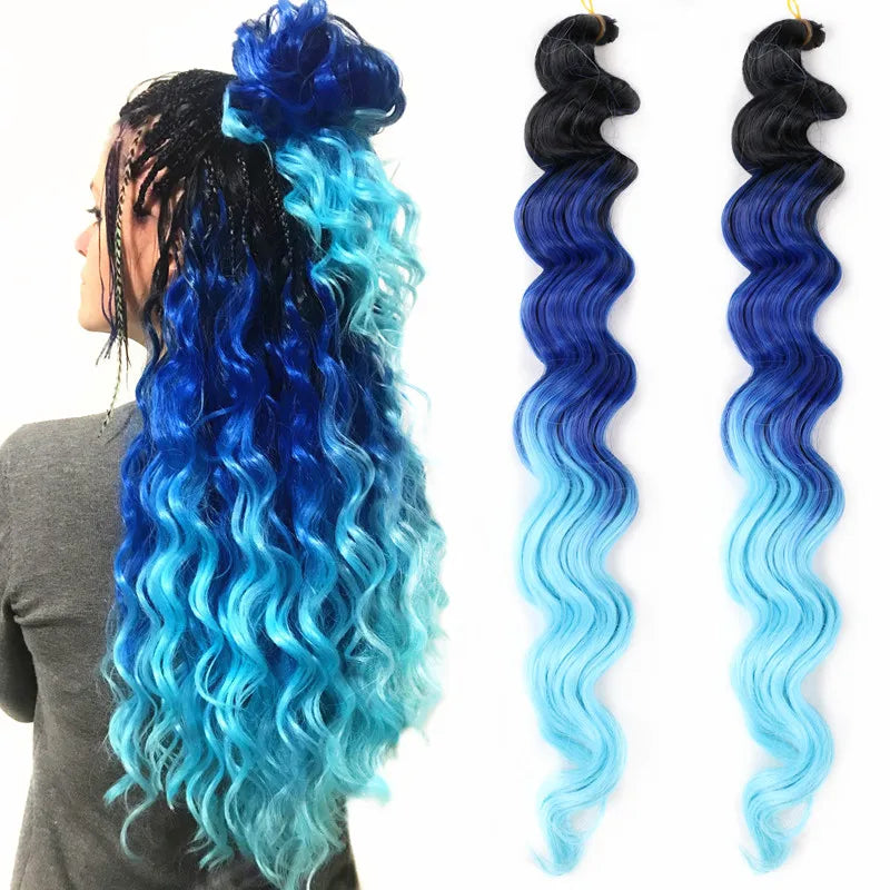 Ombre Deep Water Wave Bulk Crochet Synthetic Hair - Various Colors Available