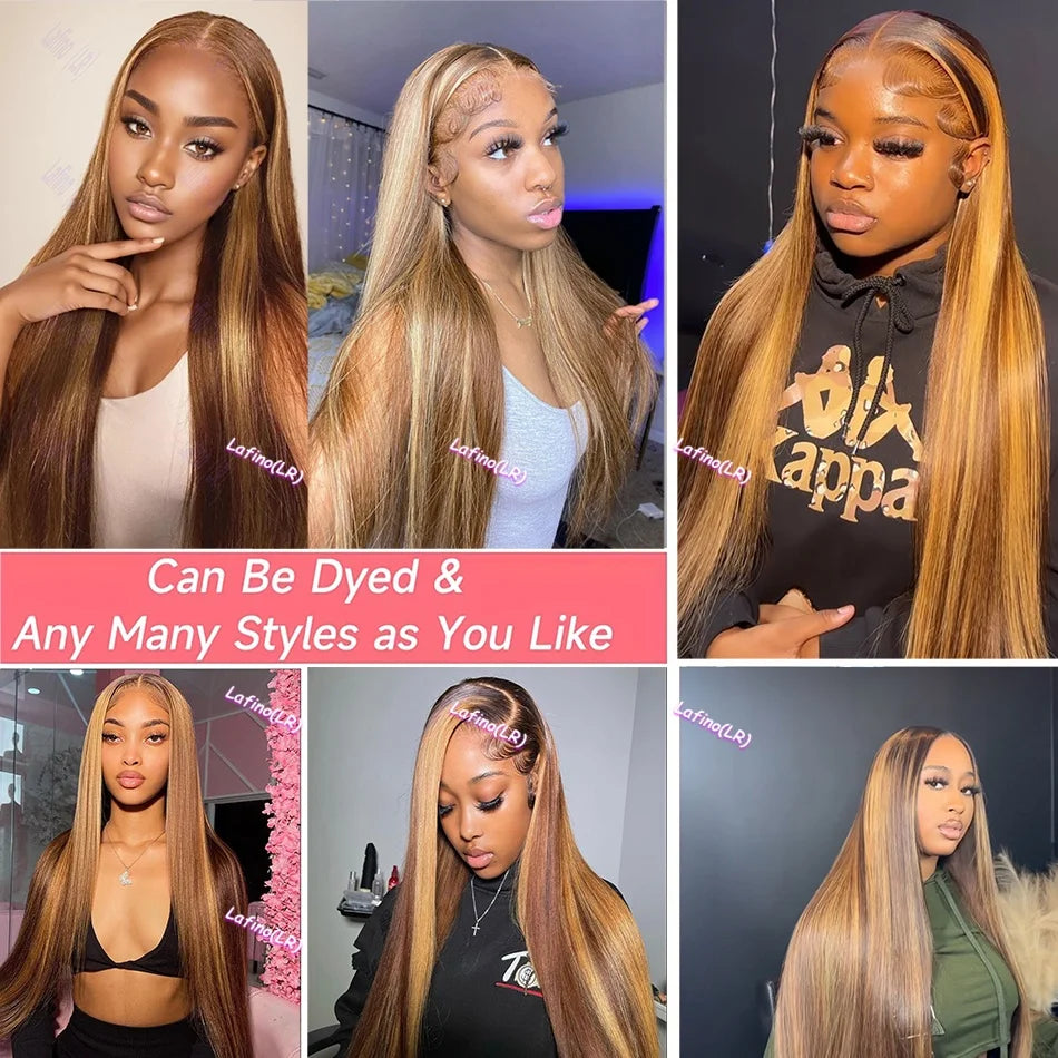Ombre Highlight Bone Straight - HD Lace Front Human Hair Wig