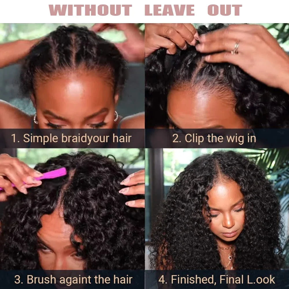 Synthetic Afro Curly V Part Wig