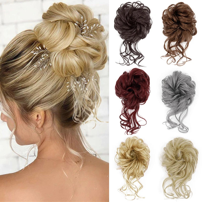 Synthetic Culrly Messy Ponytail Updo Bun with Elastic Band/Scrunchy