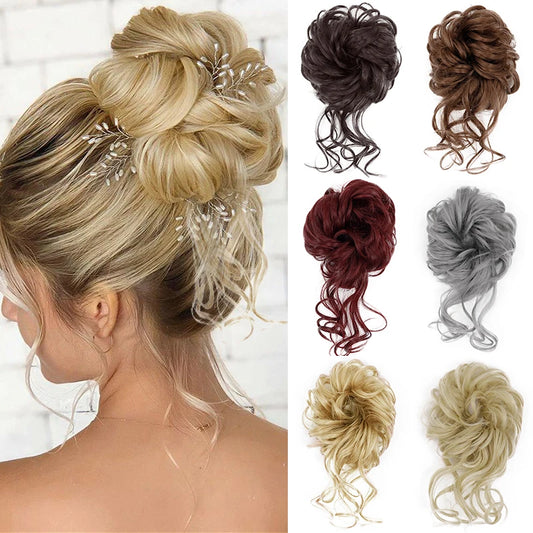 Synthetic Culrly Messy Ponytail Updo Bun with Elastic Band/Scrunchy