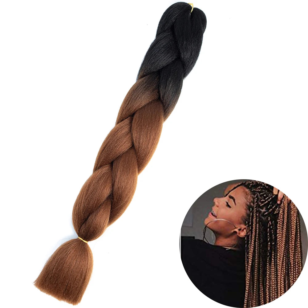 24" Synthetic Yaki Jumbo Braiding Hair - Various Colors Available