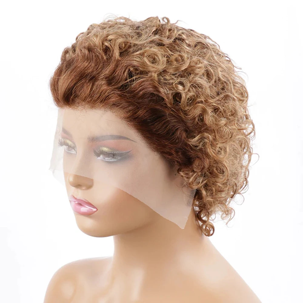 Pixie Cut Spring Curl - Lace Frontal Human Hair Wig - Various Colors Available