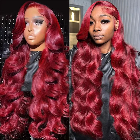 Burgundy Body Wave Human Hair HD Lace Frontal Wig