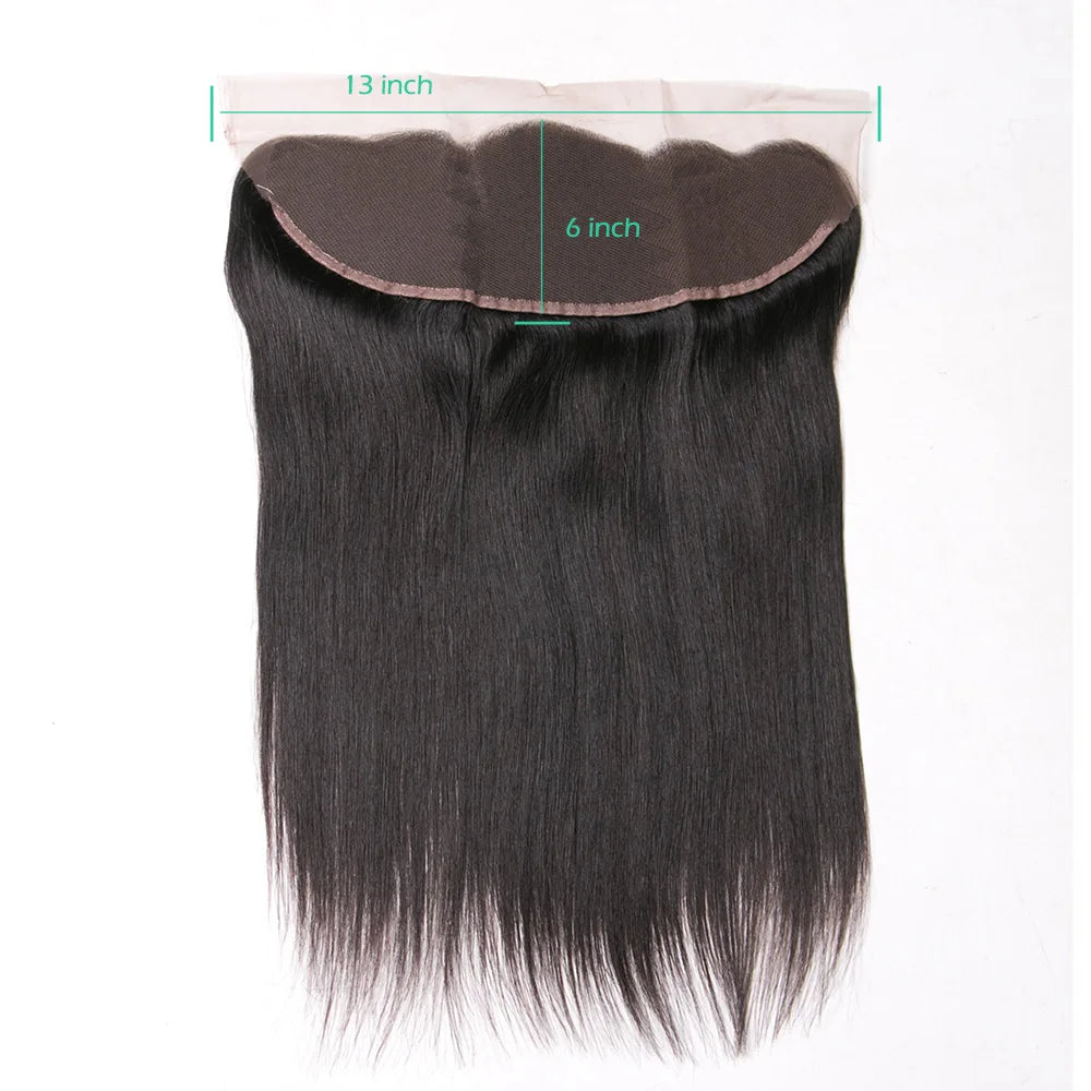 Brazilian Straight 13x6 Lace Frontal or  Pre-plucked Transparent 2x6 HD Lace Closure Human Hair