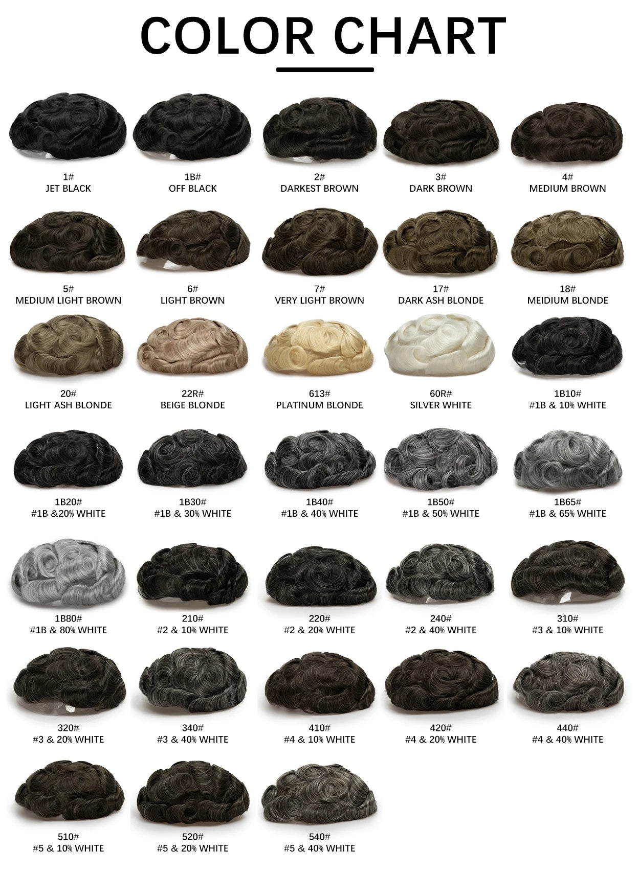 Human Hair Capillary Prothesis 130% Density 0.1-0.12 Thickness Skin Hair Wig