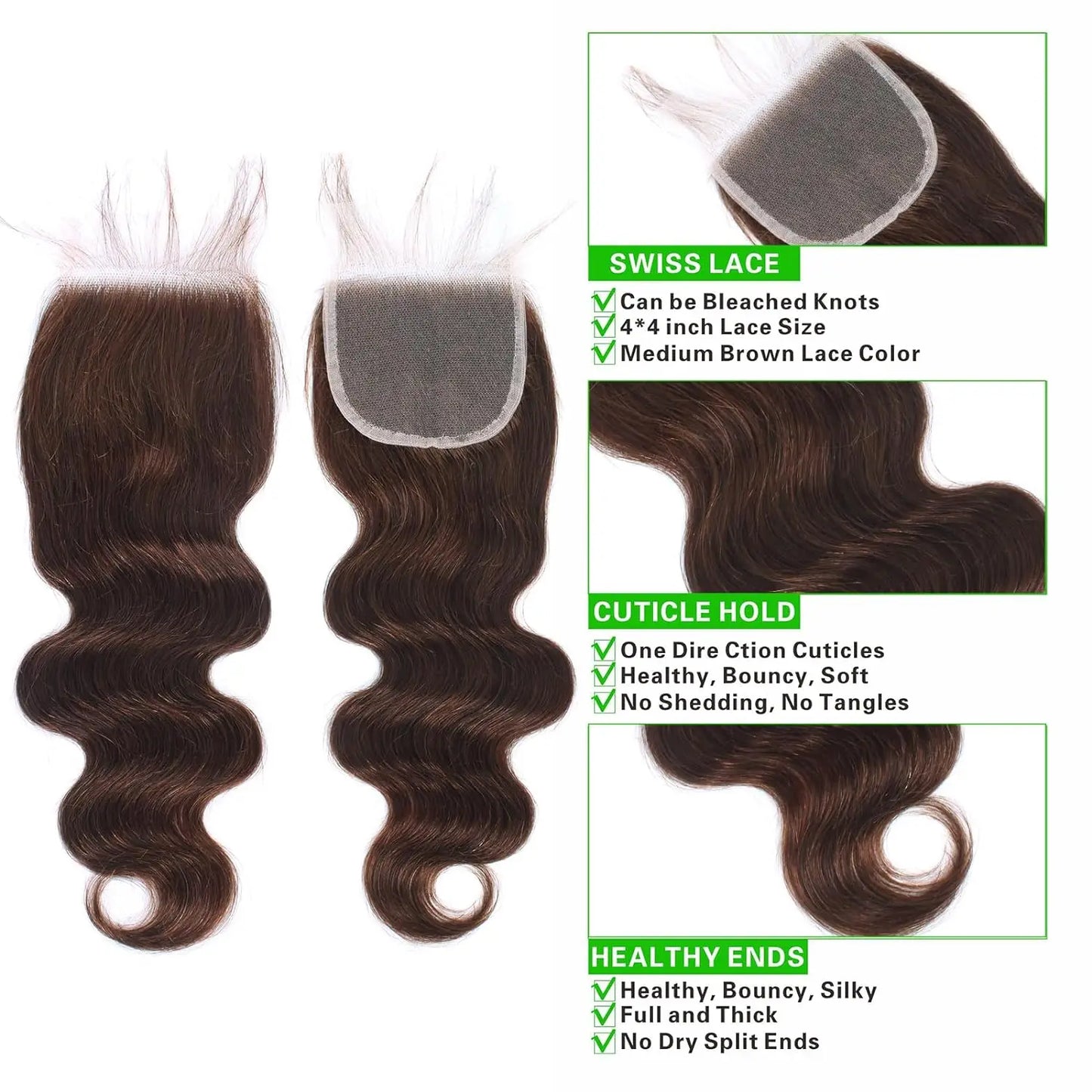 100% Remy Human Hair Transparent Lace Closure or Frontals - Various Options Available