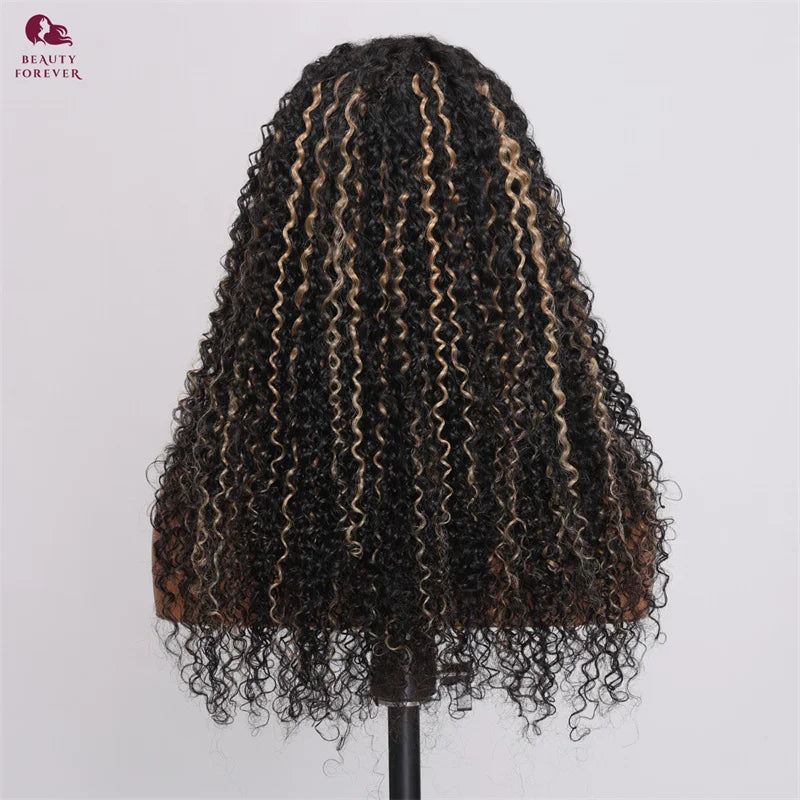 Bye Bye Knots Curly Lace Front Glueless Ready to Wear - Highlights Color Human Hair Wig