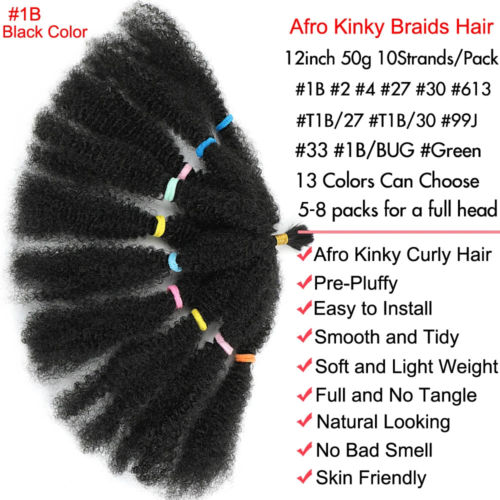 Afro Kinky Curly Marley Synthetic 12inch Hair - Various Colors Available
