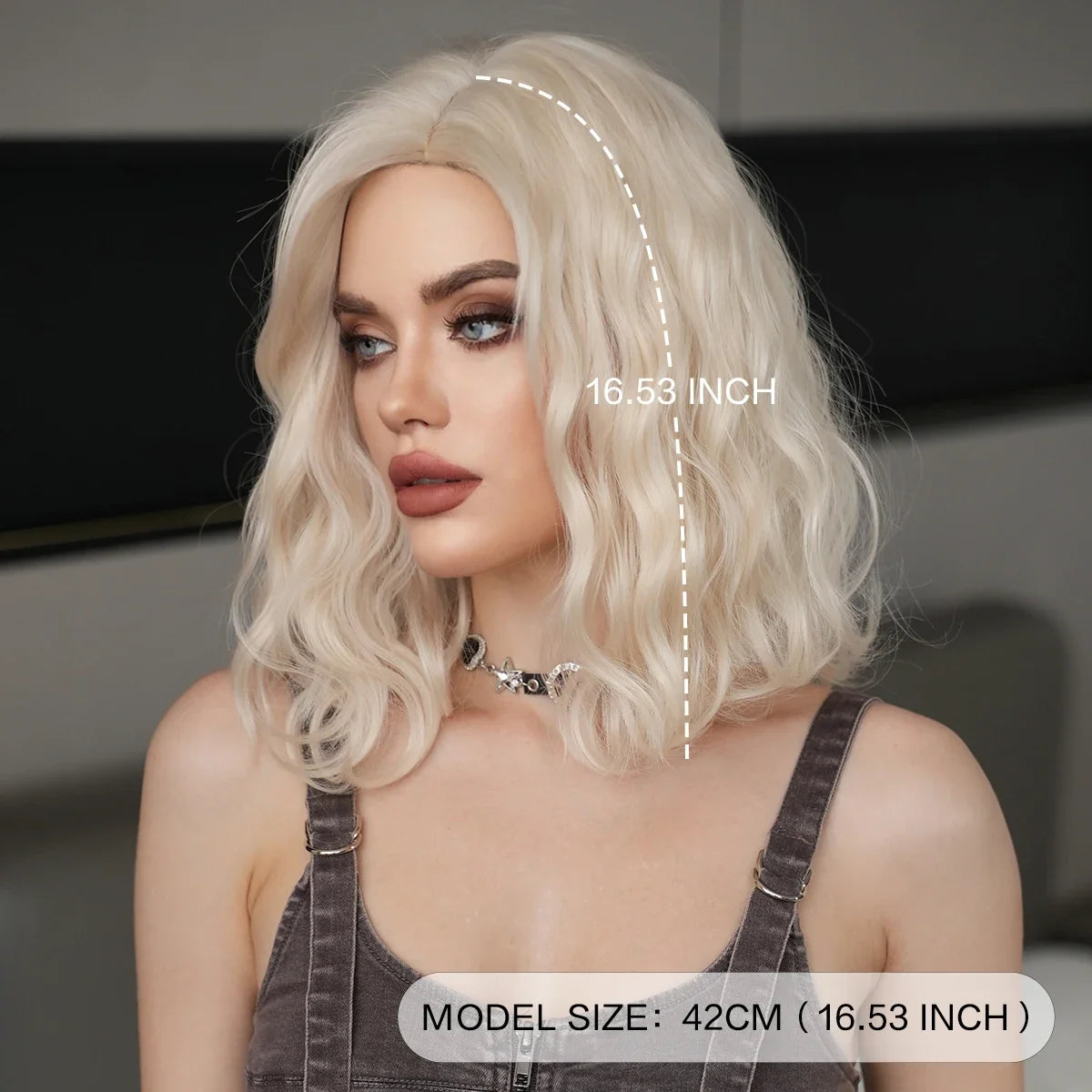 High Density Short Wavy Bob Synthetic Middle Part Wigs - Various Colors Available