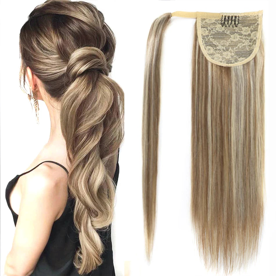 Straight Human Hair Wrap Around Ponytails