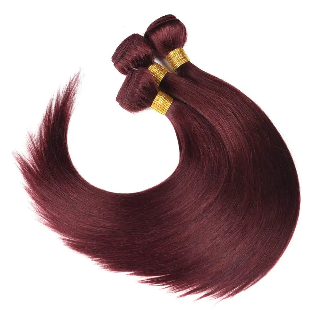 Wine Red #99J Remy Silky Straight Unprocessed Virgin Human Hair Bundles