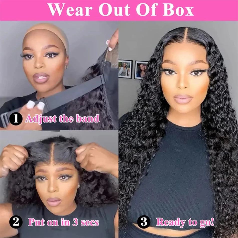 Brazilian Deep Wave - 5x5 , 4X4 HD Lace Pre-plucked Glueless Ready to Wear Human Hair Wig