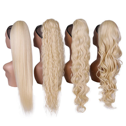 Long Synthetic Clip In Drawstring Ponytails - Various Options Available