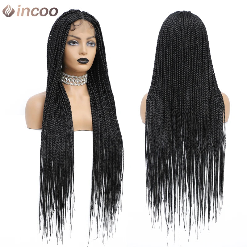 36" Full Lace Front Synthetic Box Braided Knotless Wigs - Various Colors Available