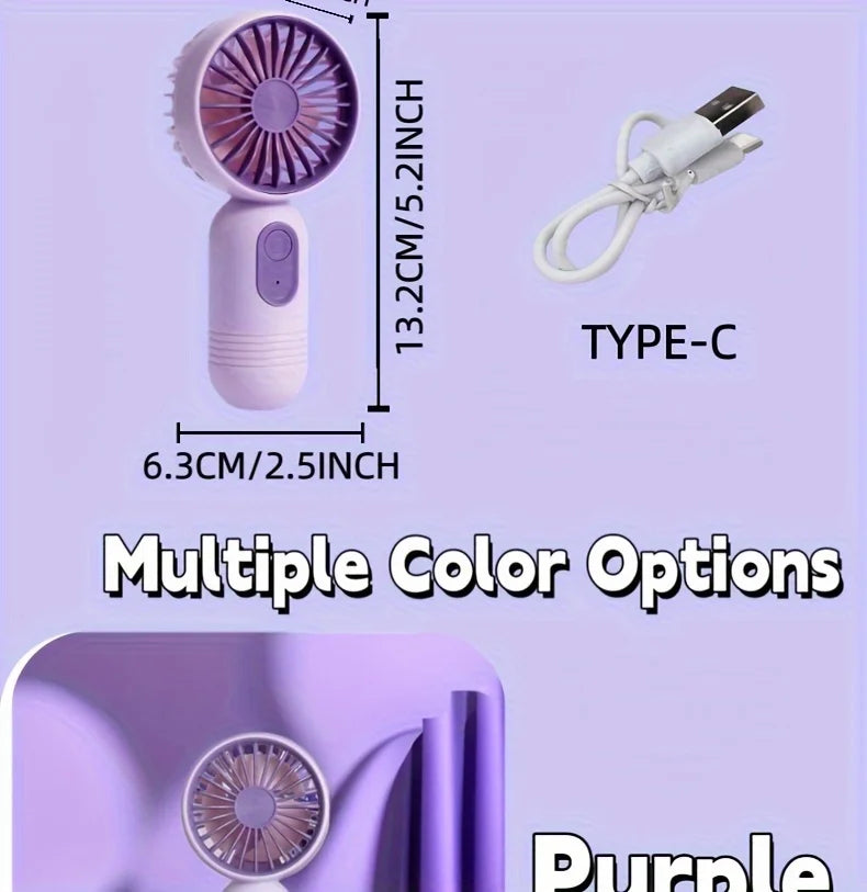 1PC USB Mini Rechargeable Portable Handheld Fan with 3 Speeds