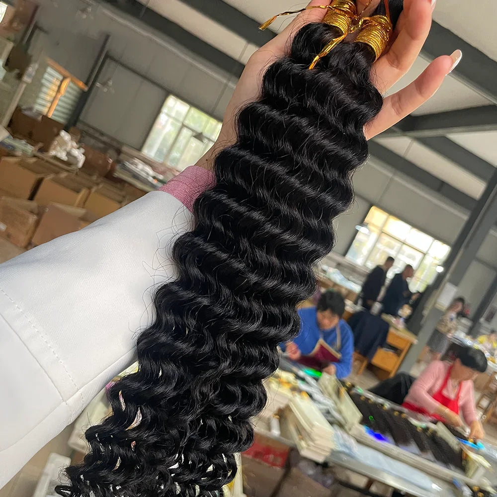 Deep Wave Bulk Human Hair for Braiding - Various Colors Available