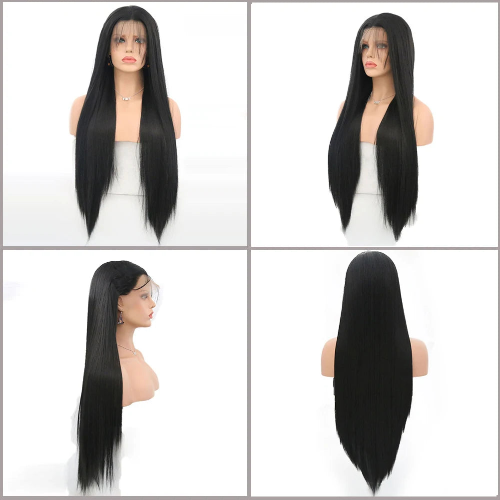 Synthetic Lace Front Long Silky Straight Hair With Middle Wigs - Various Colors Available