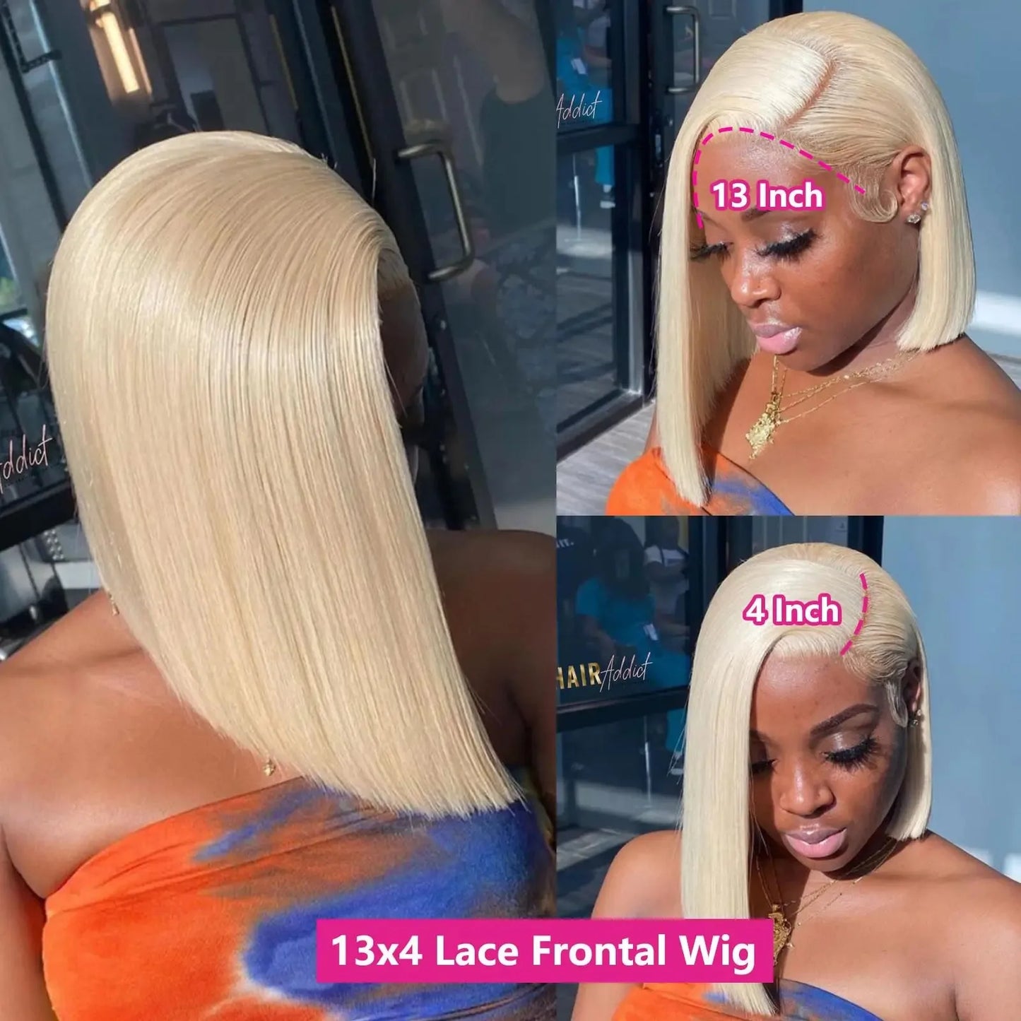 Blonde 613 Short Straight Bob Lace Front Human Hair Wig