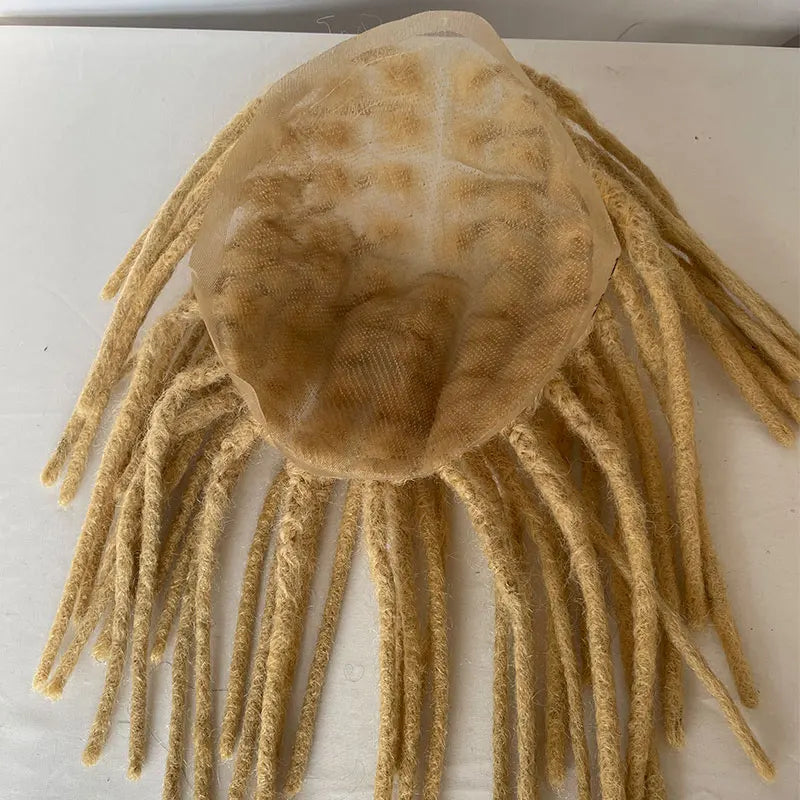Full French Lace Base Afro Dreadlock 12Inch Toupee Human Hair System Hair Prosthesis