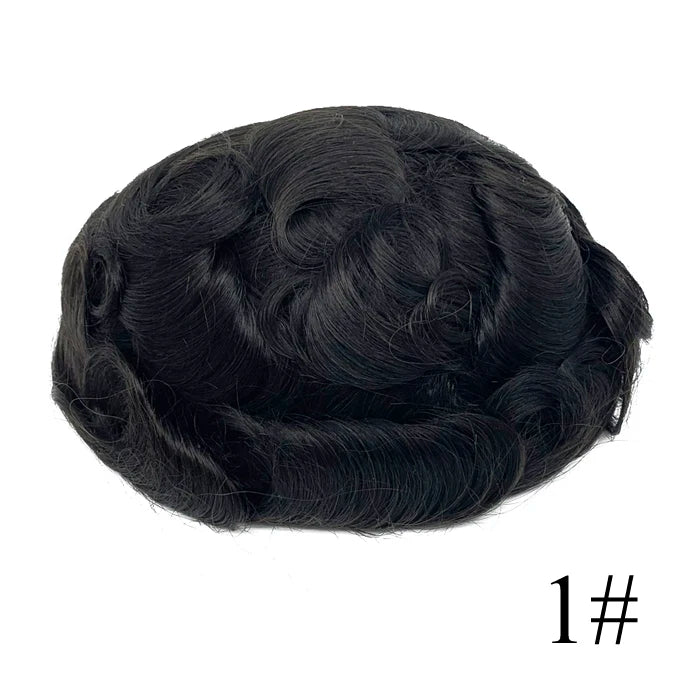 0.08mm Thickness PU Poly Base Double Knotted Toupee Human Hair - Capillary Prothesis