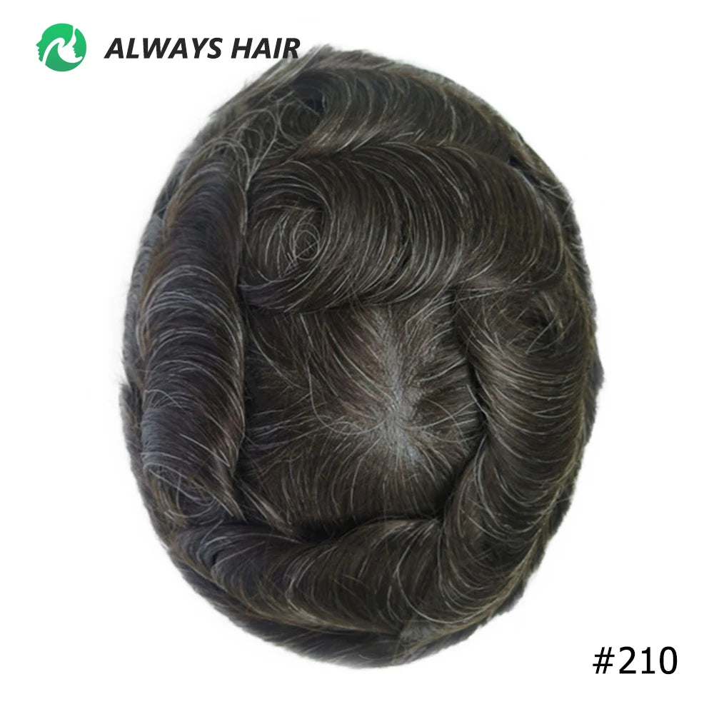 0.12-0.14mm PU Toupee Human Hair Men's Capillary Prothesis 130% Density - Various Colors Available