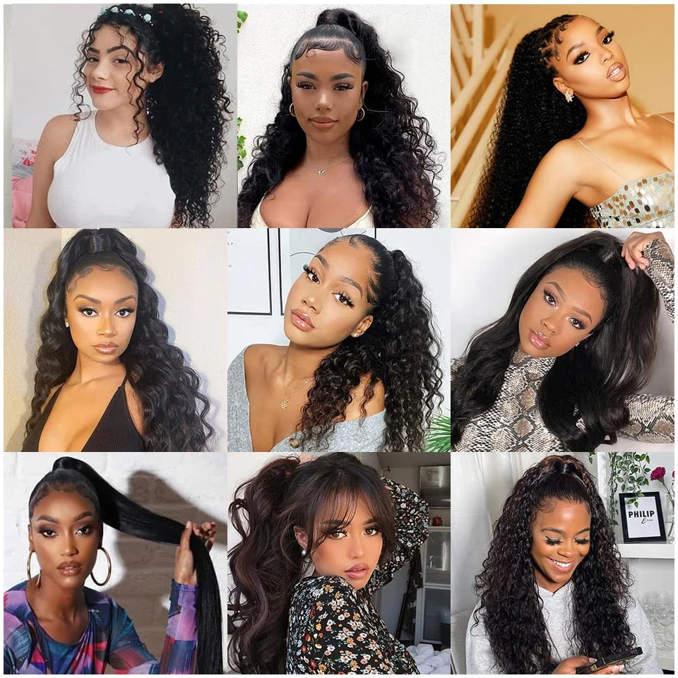 Body Wave Brazilian Remy Drawstring Clip In Human Hair Ponytail, 8-26 Inches Available