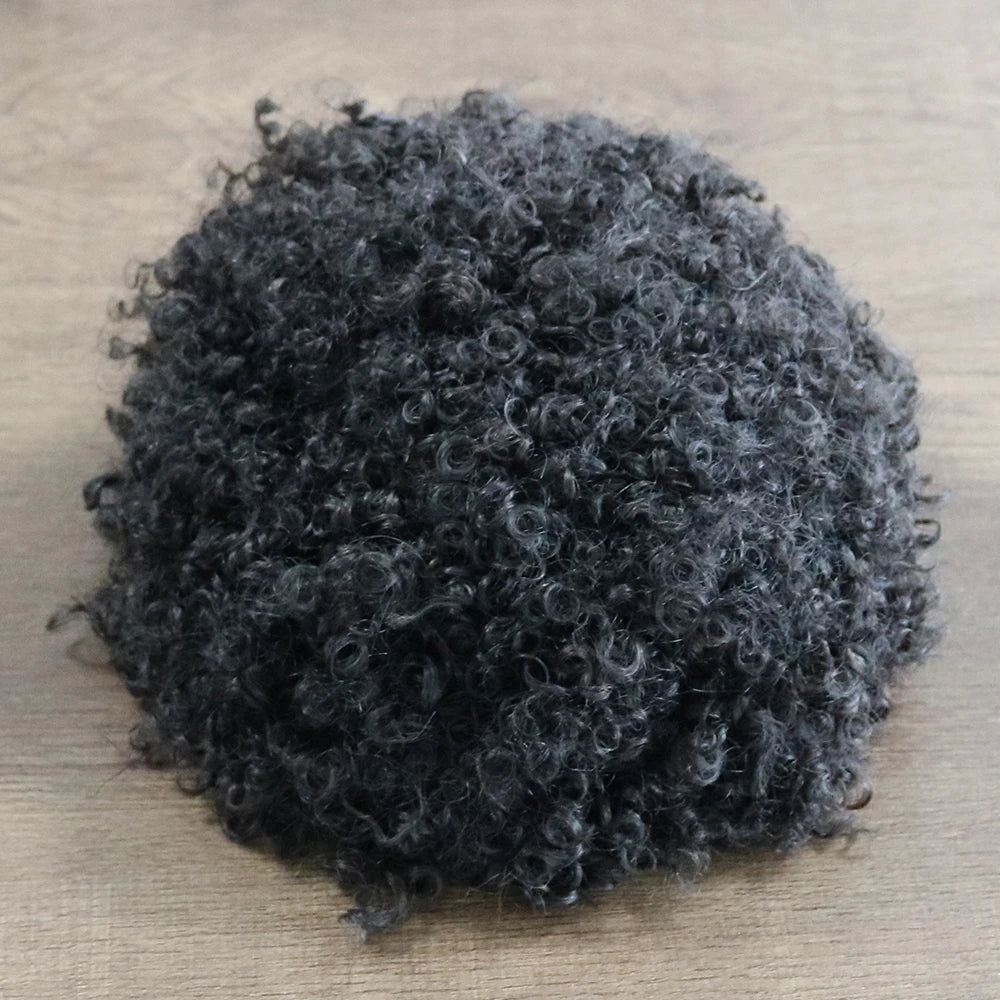 8mm Kinky Curly Mono Lace with PU 100% Human Hair Unit
