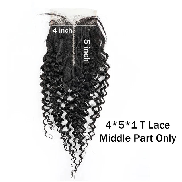 T Lace Middle Part Transparent Lace Closure Remy Human Hair - Various Options Available