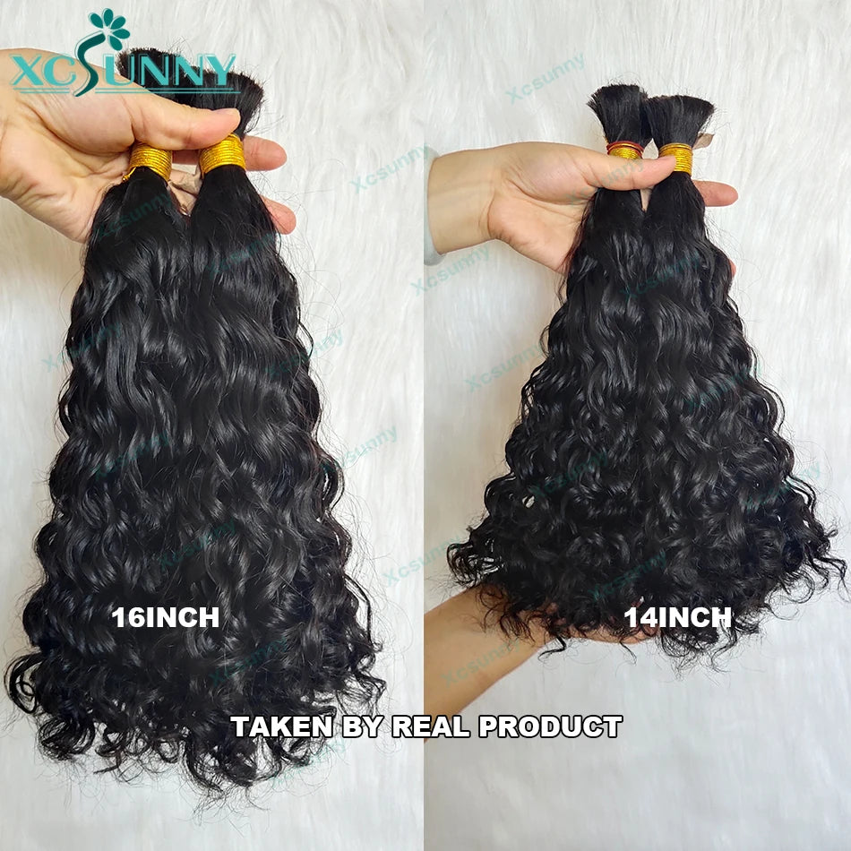 Water Wave Human Hair Braiding Bundles No Weft