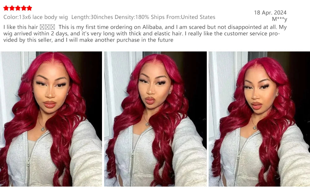 Burgundy Body Wave Human Hair HD Lace Frontal Wig