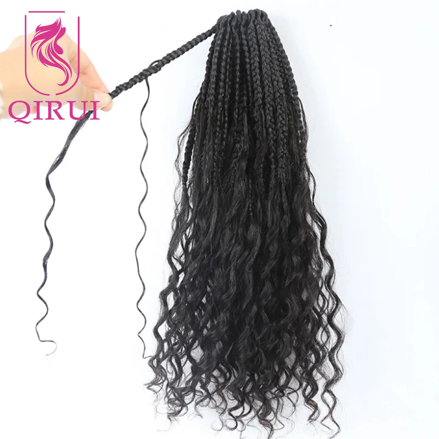 Crochet Boho Curly Human Hair Braids - Pre Looped