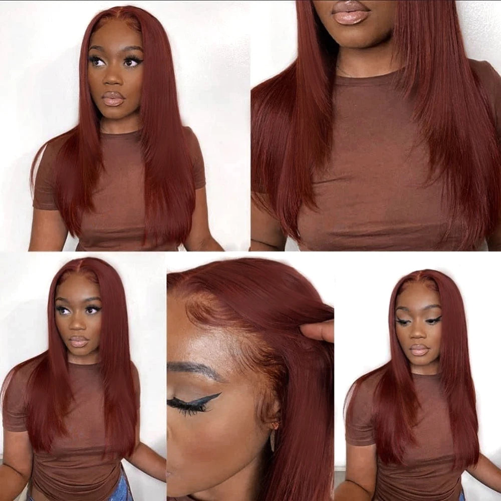 Copper Red Layered Cut Synthetic Lace Front Wig