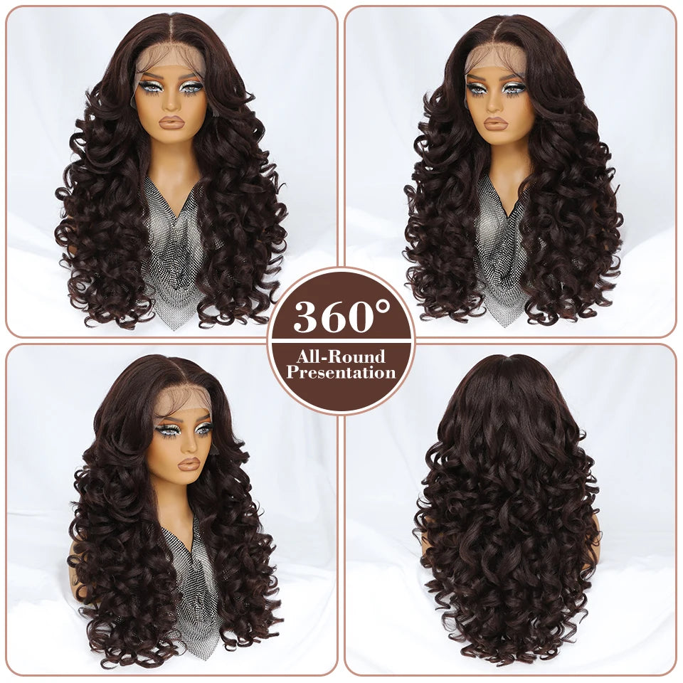 Curly Pre-Plucked Baby Hair Synthetic Lace Front Wigs - Various Colors Available