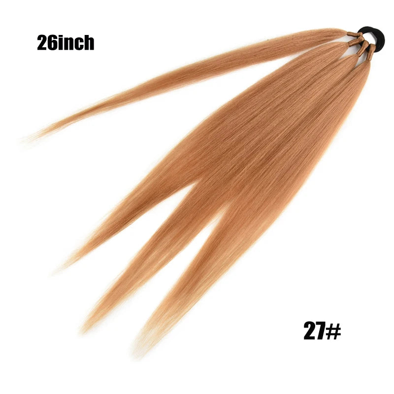 26/34inch Synthetic Long Straight Wrap Around Chignon Ponytail With Rubber Band