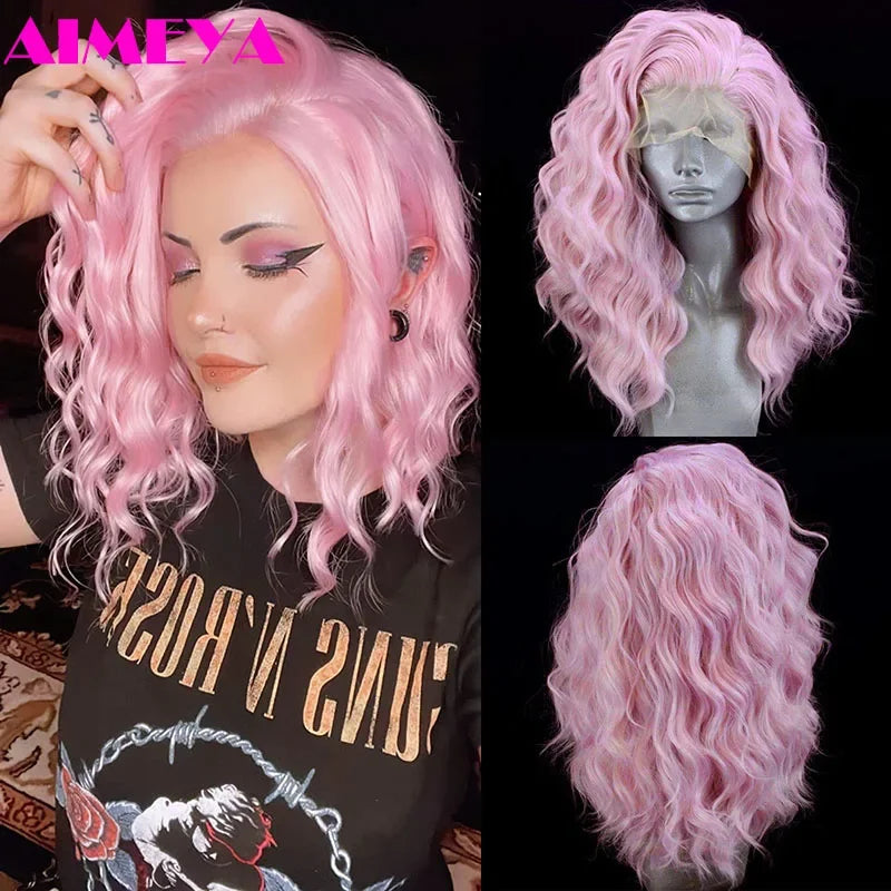 Water Wave Short Synthetic Lace Front Wigs - Various Colors Available