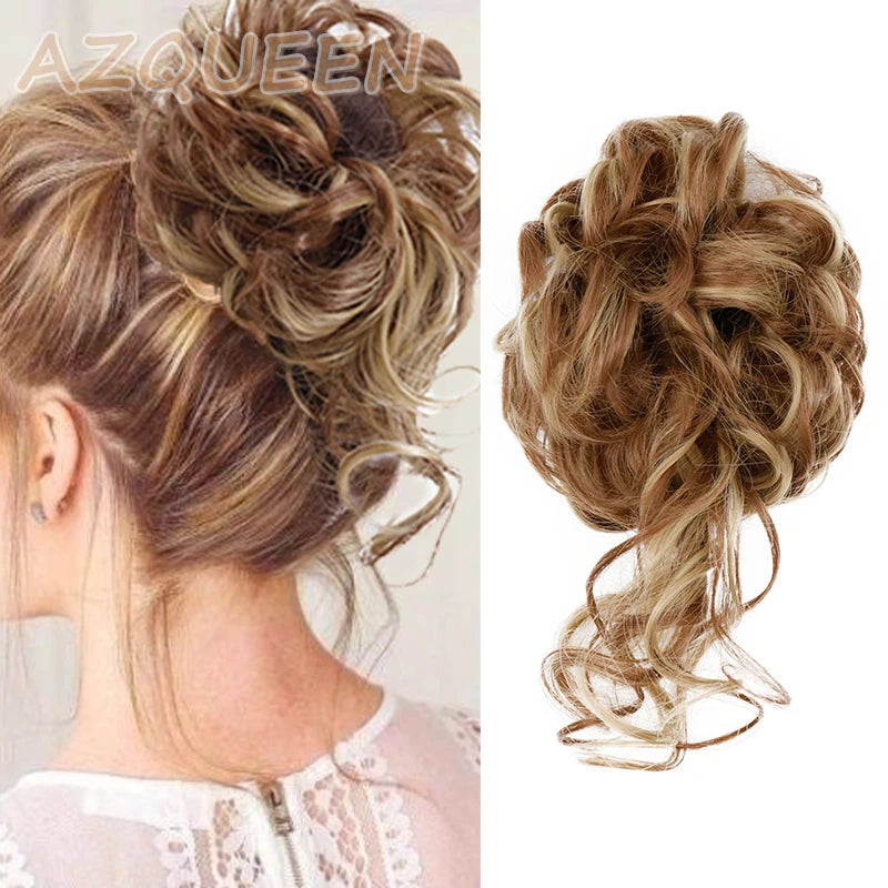 Synthetic Culrly Messy Ponytail Updo Bun with Elastic Band/Scrunchy