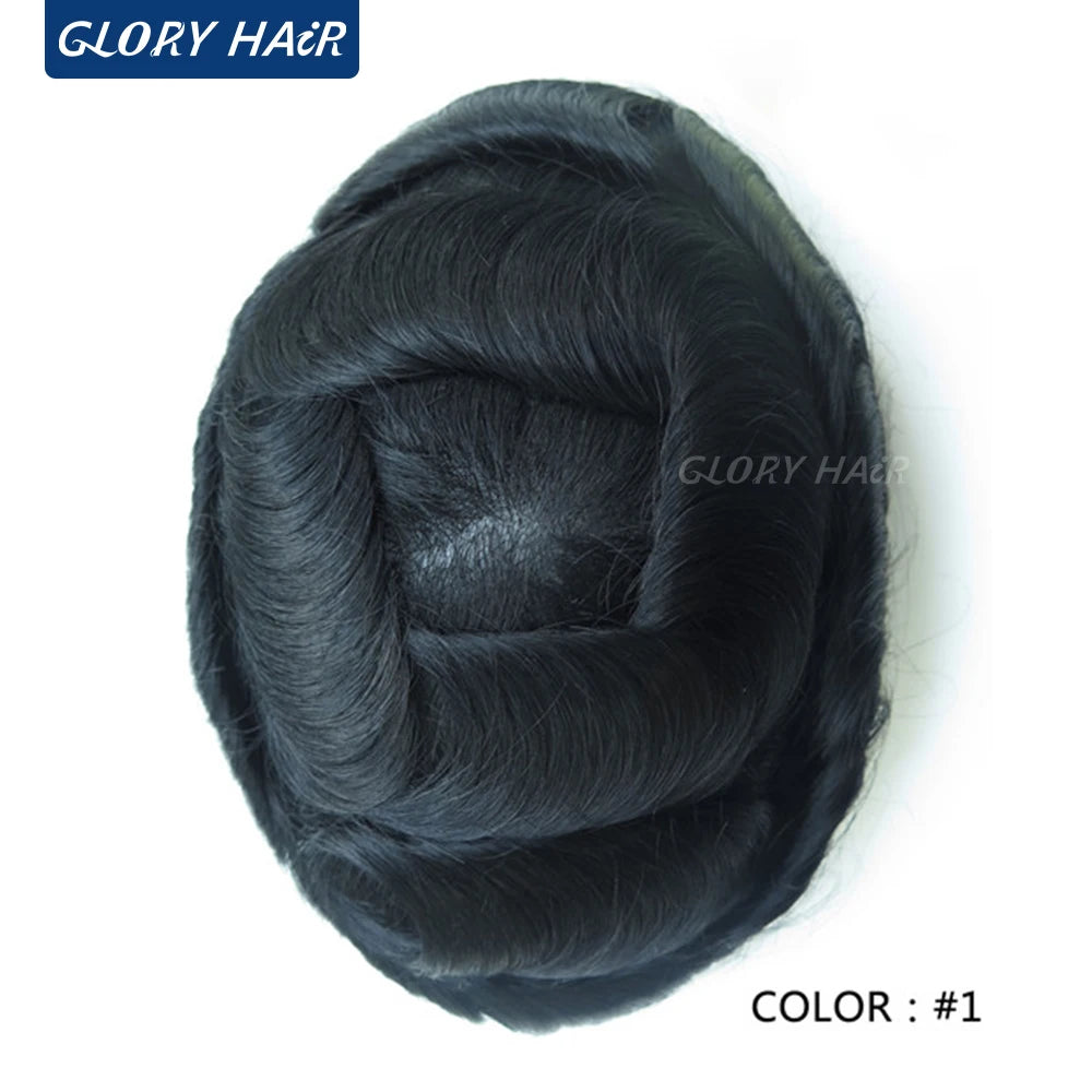 Indian Human Hair Thin Skin Hair Prosthesis 0.12 - 0.14 mm Toupee/Replacement Unit - Various Options Available