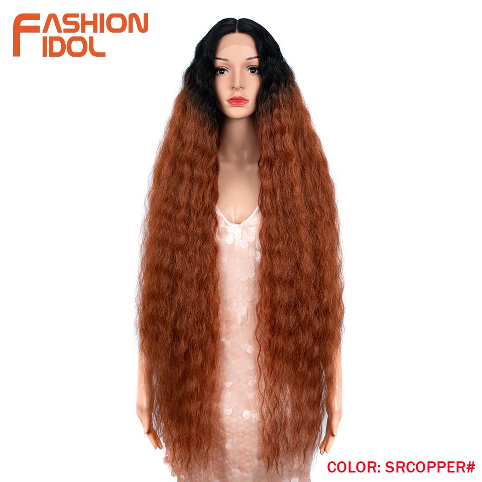 Water Wave 42 Inch Lace Front Synthetic Wigs - Various Colors Available