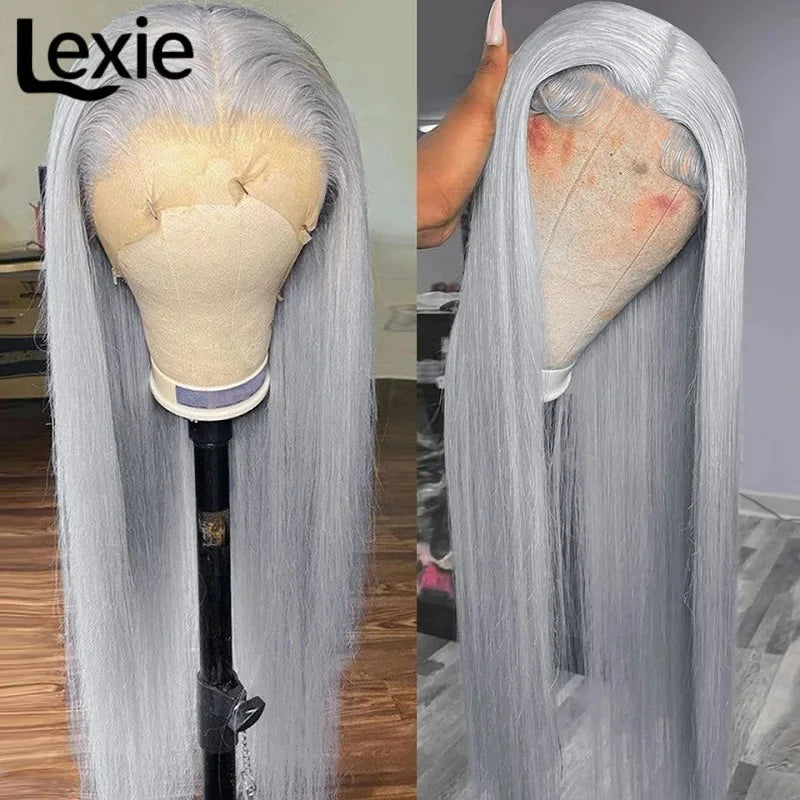 Raw Vietnamese Straight Silver Grey - HD Transparent Lace Frontal Human Hair Wig