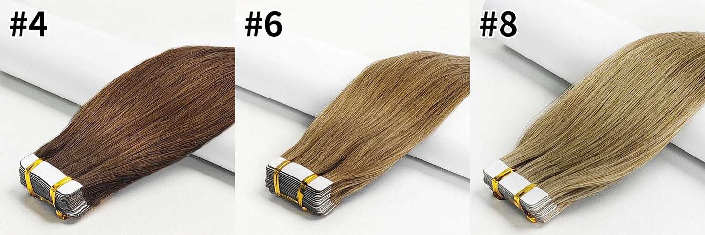 Straight Skin Weft Adhesive Invisible 100% Real Human Hair Tape-Ins