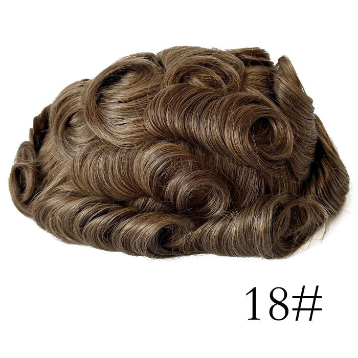 0.08mm Thickness PU Poly Base Double Knotted Toupee Human Hair - Capillary Prothesis