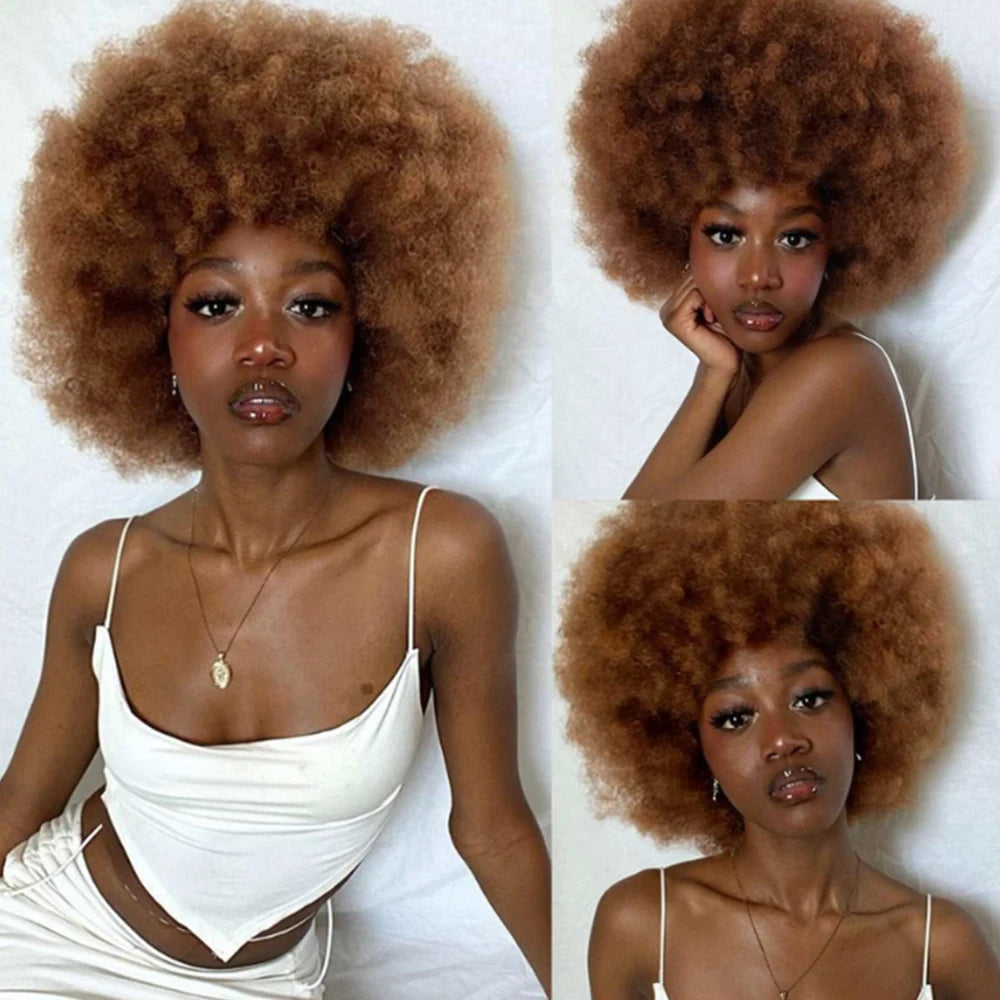 Short Synthetic Afro Kinky Curly Wigs - Various Colors Available