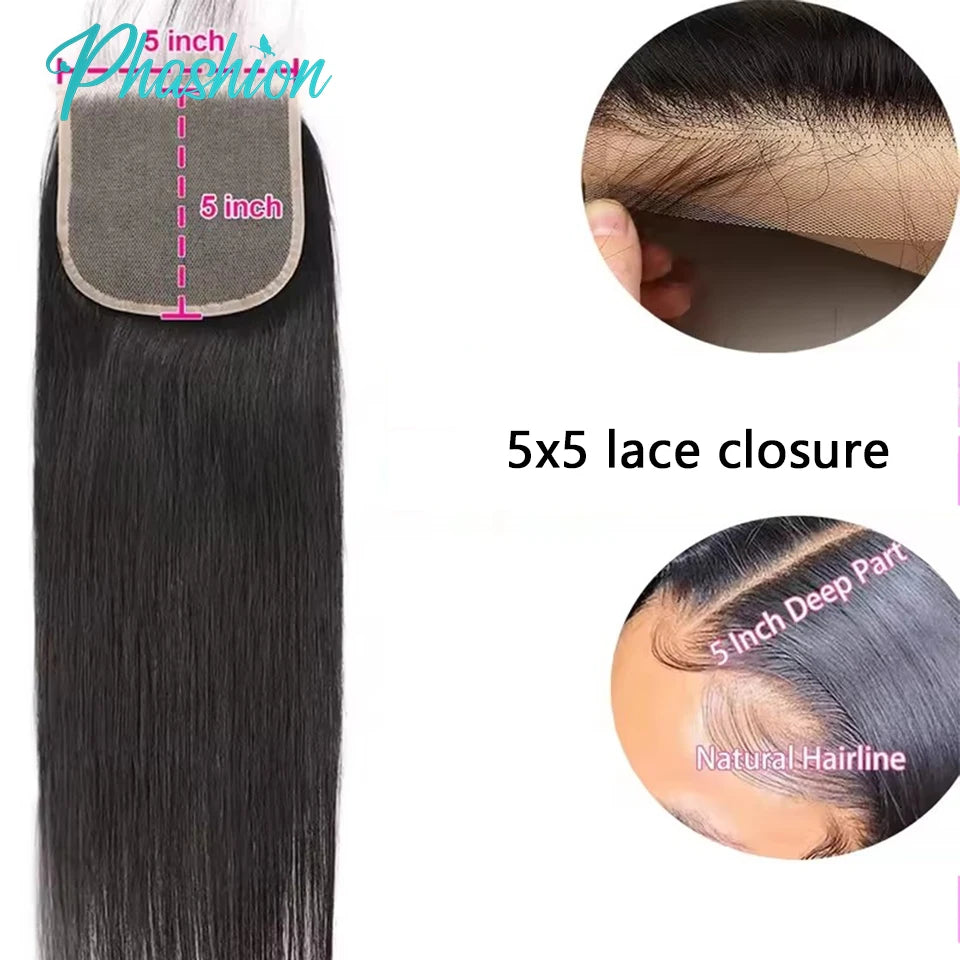 Straight Lace Pre Plucked Swiss HD Transparent Closure 5x5, 4x4 100% Human Hair