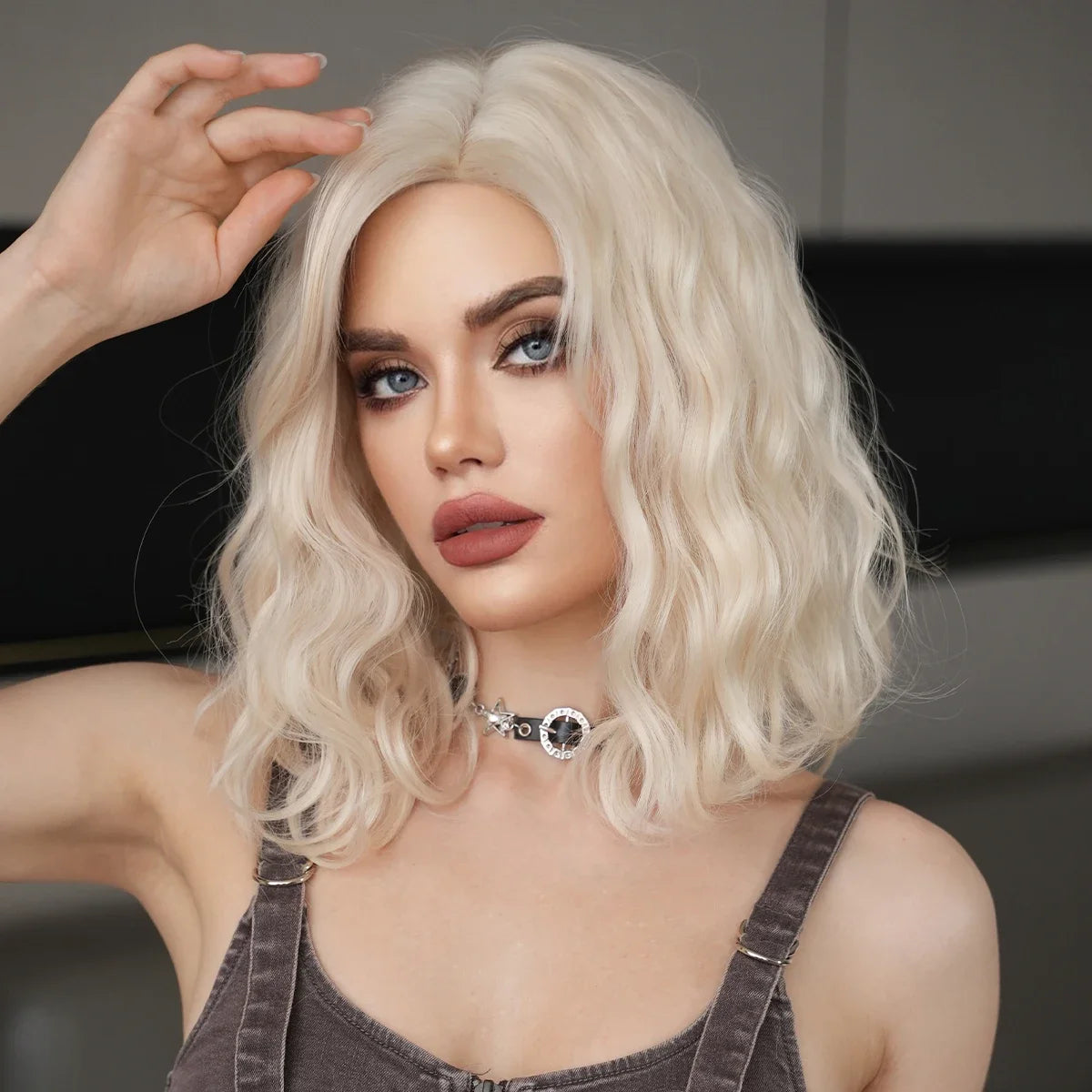 High Density Short Wavy Bob Synthetic Middle Part Wigs - Various Colors Available