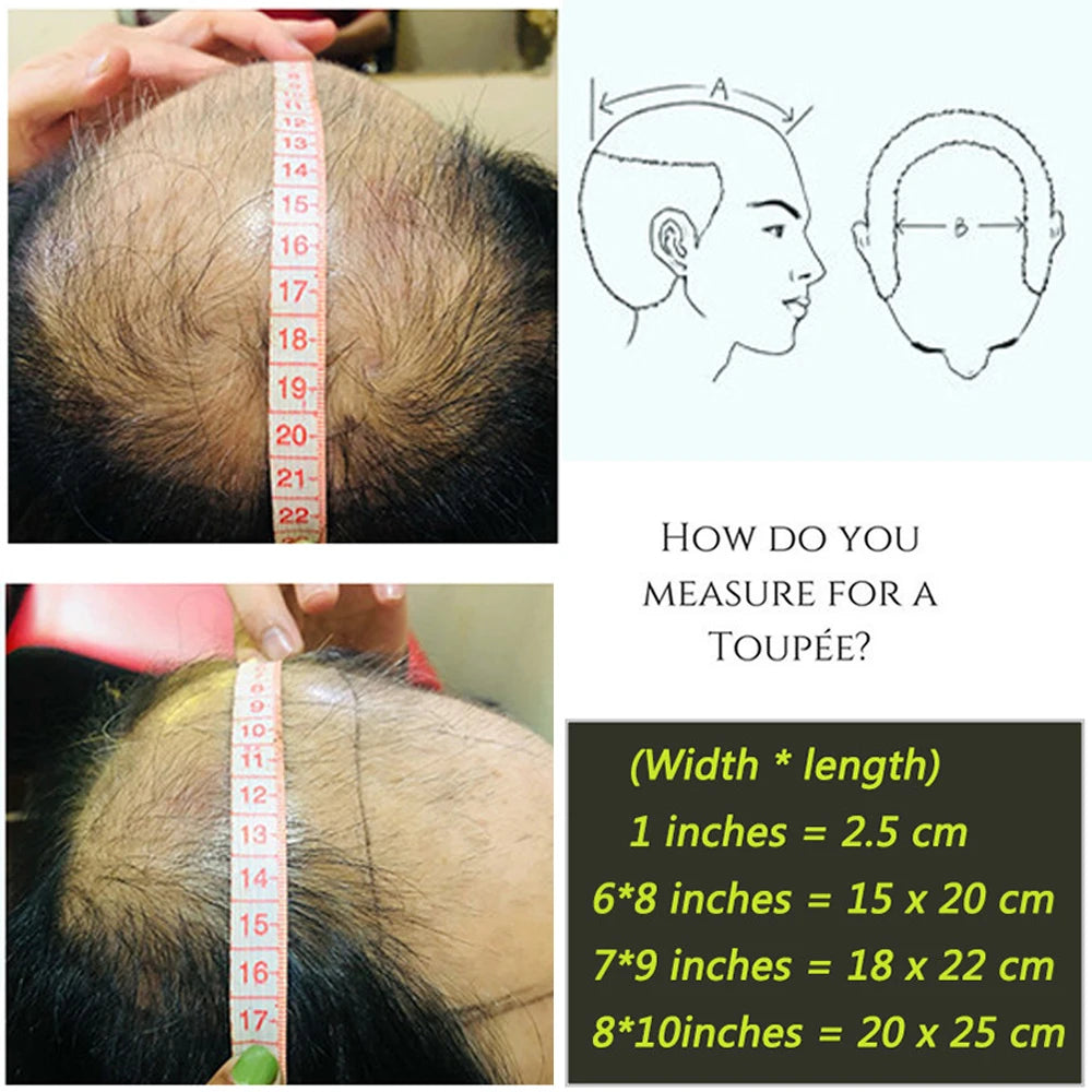 Natural Hairline Toupee Human Hair Double Knots Hair System - Various Options Available