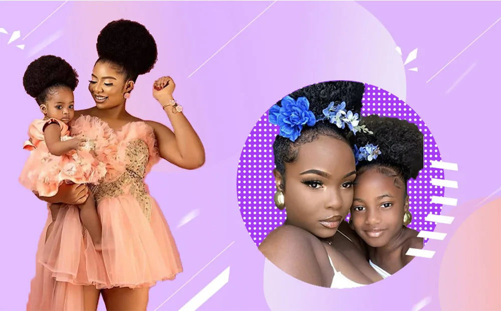 2Pcs Afro Puff Drawstring Ponytail, Synthetic Hair