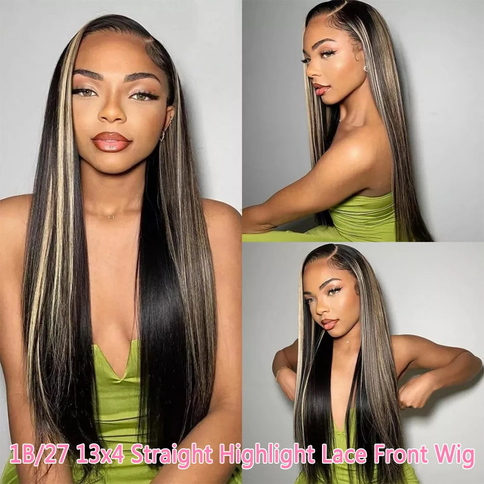 1B/27 Straight Highlight 13x4 HD Lace Frontal Human Hair Wig